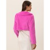 INSPIRE CHIC Women's Evening Bow Tie Front Turndown Collar Faux Fur Fluffy Cropped Coat - 4 of 4