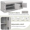 Multifunctional Storage Bench W/4 Doors, Adjustable Shelves, Shoe Bench With Removable Cushion, Entryway Ottoman Sitting Bench For Entryway, Bedroom - 4 of 4