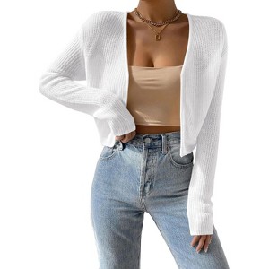 Cardigan Sweaters Open Front Long Sleeve Cardigans Lightweight Fall Bolero Shrugs - 1 of 4
