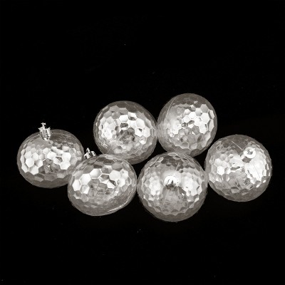 Northlight 6ct Transparent Shatterproof Hammered Christmas Disco Ball Ornament Set 2.5" - Clear