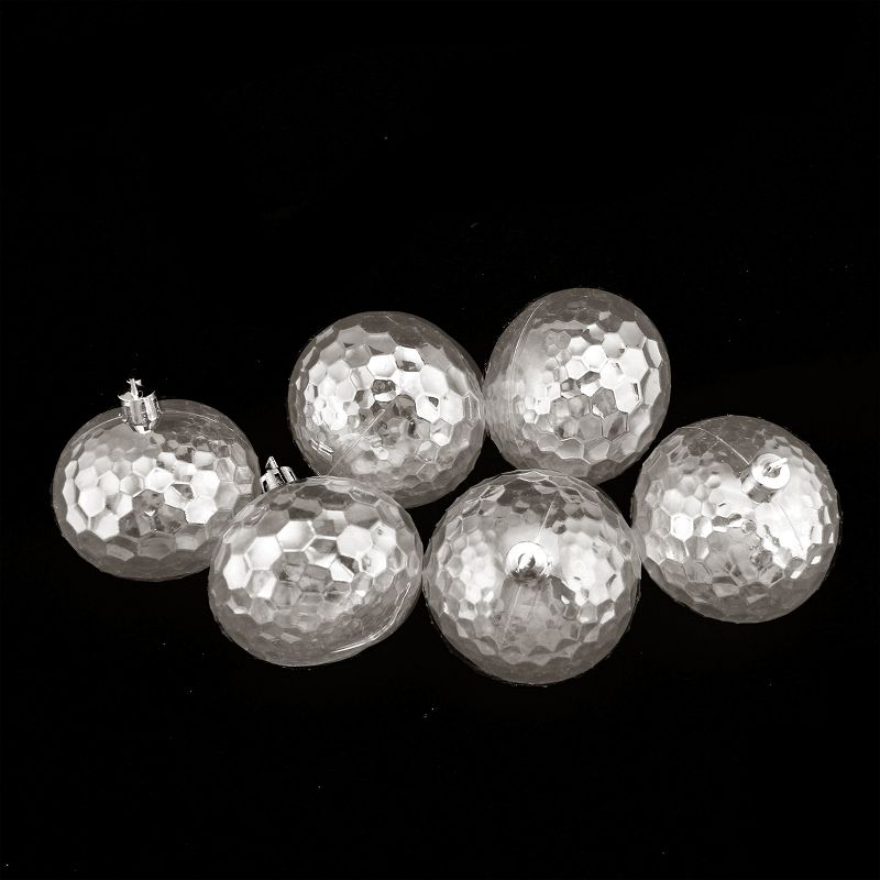 Northlight 6ct Transparent Shatterproof Hammered Christmas Disco Ball Ornament Set 2.5" - Clear, 1 of 3
