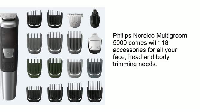 Philips Norelco Series 5000 Multigroom Men&#39;s Rechargeable Electric Trimmer - MG5910/49 - 18pc, 2 of 19, play video