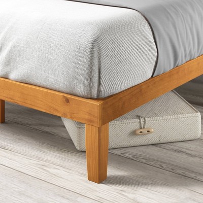 Rustic Pine Full Wood Platform Bed Frame with Slats