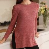Casual Maternity Long Sleeve Ribbed Top, Side Slit Pregnancy Tunic, Loose Fit Maternity Knit Shirt - 3 of 4