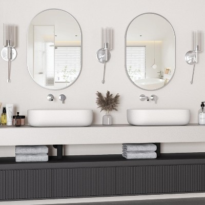 Oval Bathroom Mirror for Over Sink, Modern Wall Mounted Vanity Mirror, Decorative Bathroom Wall Decor