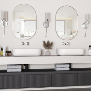 Oval Bathroom Mirror for Over Sink, Modern Wall Mounted Vanity Mirror, Decorative Bathroom Wall Decor - 1 of 4