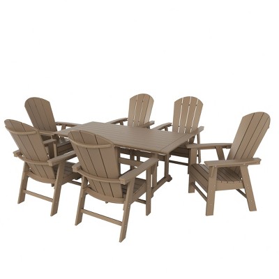 WestinTrends 7 Piece Outdoor Patio Dining Table and Adirondack Armchair Set