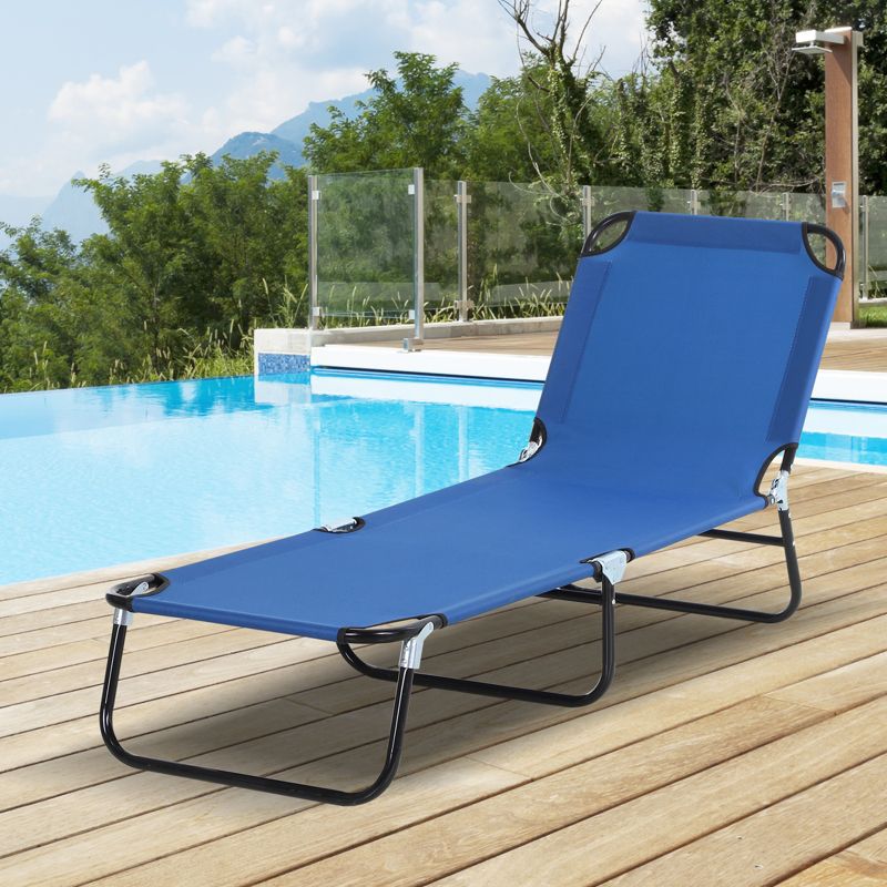 Outsunny Portable Outdoor Sun Lounger, Lightweight Folding Chaise Lounge Chair w/ 5-Position Adjustable Backrest for Beach, Poolside and Patio, 3 of 9