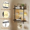 Bestier 24" Floating Shelves with LED Lights, 3-Tier Wall-Mounted Glass Shelves with Hooks for Living Room, Kitchen, Bathroom - 4 of 4