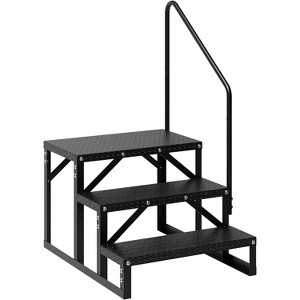 RV Steps with Handrail 3 Step, Anti-Slip Panel, 660lb Capacity RV Stairs, Portable Trailer Ladder for Outdoor, Camping, Travel, Hot Tub - 1 of 4