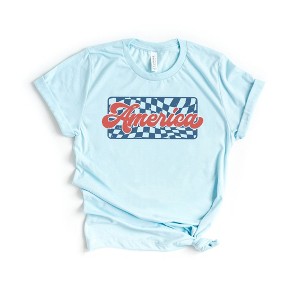 Simply Sage Market Women's Checkered America Short Sleeve Graphic Tee - 1 of 2