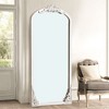 PexFix 28 in. W x 67 in. H Rustic Arched Solid Wood Framed DIY Carved Full Length Mirror in White - 3 of 4