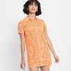 Women's Short Sleeve Mesh Button-Up Mini Sweater Dress - Future Collective - 3 of 3