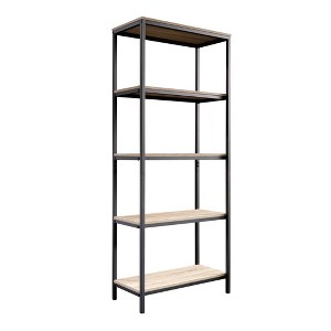 Sauder 56" North Avenue Tall Bookshelf Charter Oak: Scandinavian Style, 4-Tier Metal Frame Shelving - 1 of 4