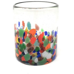 Dos Sueños Mexican Hand Blown Tumblers - Confetti Carmen Design - 10oz - Single Glass - 1 of 4