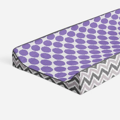 Bacati - Ikat Zigzag Lilac Dots Muslin  Changing Pad Cover
