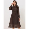 Allegra K Women's Floral Casual Long Sleeve High Waist Ruffle Trim Midi Dresses - 4 of 4