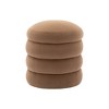 Alilang 16.93 inches Modern Round Pouf Ottoman with Layered Design for Living Room or Bedroom-Coffee - 2 of 4