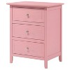 HomeStock Pink Nightstand 25x19x15 Compact Bedside Table with Cheerful Finish, Spacious Top and Playful Accent for Bedroom Decor - 3 of 4