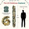 6 Ft Pre-Lit Artificial Xmas Garland with 20 LED Lights, Rattan Christmas Decoration with Gold Bows, Ball Ornaments, Pine Cones, Gold - 2 of 4