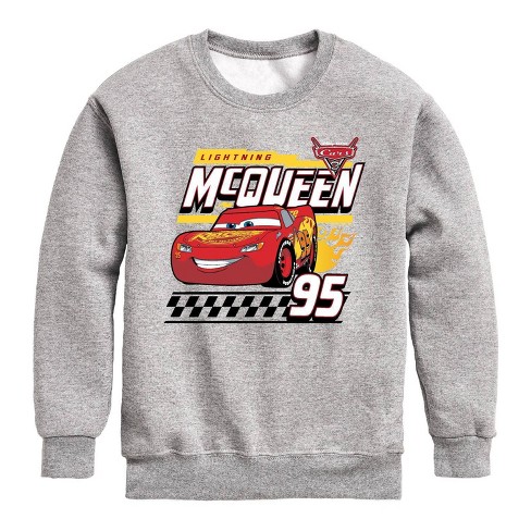 Boys' Cars Lightning Mcqueen Decal Fleece Long Sleeve Graphic T-shirt -  Light Gray/heather Gray : Target