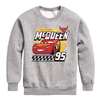 Boys' Cars Lightning McQueen Decal Fleece Long Sleeve Graphic T-Shirt - Light Gray/Heather Gray