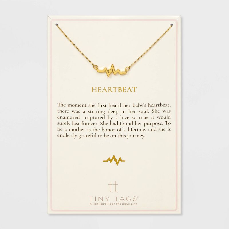 Tiny Tags 14K Gold Ion Plated Heartbeat Chain Necklace - Gold, 1 of 11
