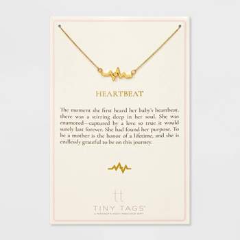Tiny Tags 14K Gold Ion Plated Heartbeat Chain Necklace - Gold