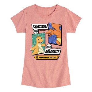 Girls' - Pokémon - Dragonite Charizard Prepare For Battle Fitted Short Sleeve Graphic T-Shirt - 1 of 4