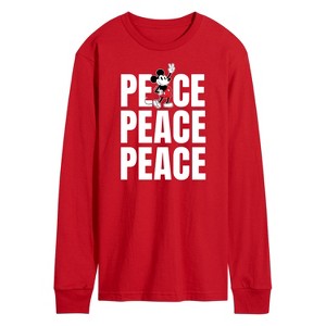 Men's - Disney - Mickey Peace Long Sleeve Graphic T-Shirt - 1 of 3