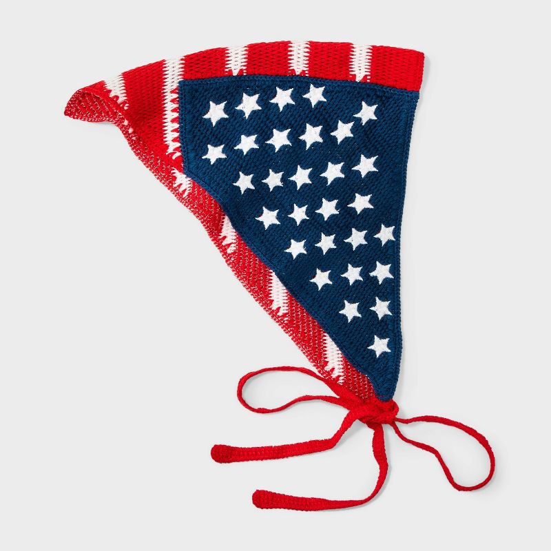 American Flag Knit Hair Headwrap - Red/White/Blue, 3 of 5