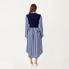 Anna-Kaci Women's Long Sleeve Striped Button-Front Midi Dress with Knit Vest Overlay and Collared Neckline - 2 of 4