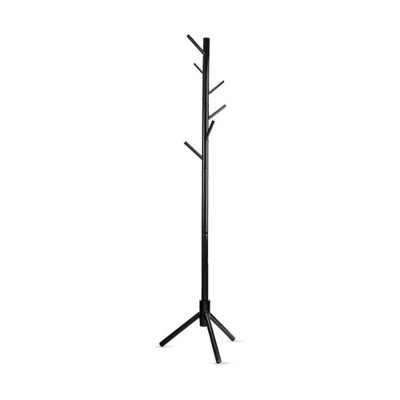 Apex Vanguards Black Thick Wooden Freestanding Coat Rack