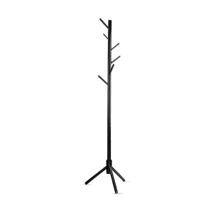 Apex Vanguards Black Thick Wooden Freestanding Coat Rack - 1 of 3