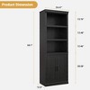 Farmhouse Wood Bookshelves with Open Shelves and Doors, Compact 5 Tier Bookcase, Vintage Display Cabinet for Living Rooms, Apartments, Offices, White - 2 of 4