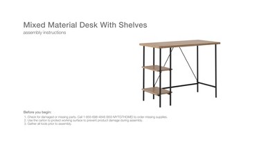 Wood And Metal Writing Desk With Storage Natural - Room Essentials™ : Target