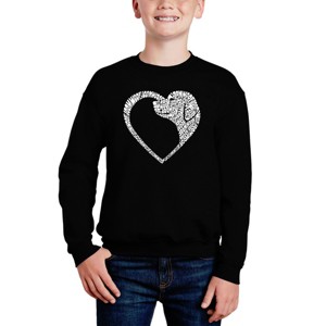 LA Pop Art Dog Heart - Boy's Word Art Crewneck Sweatshirt - 1 of 3
