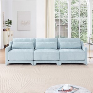 105" Modern 3-Seater Couch, Chenille Fabric Sofa with Elegant Armrests and Lumbar Pillow for Apartment or Hotel – Cuddlewood - 1 of 4