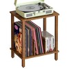 MOEPISY 2-Tier Record Player Stand Vinyl Record Turntable Stand with Storage up to 100 Albums, Rustic Brown - 4 of 4