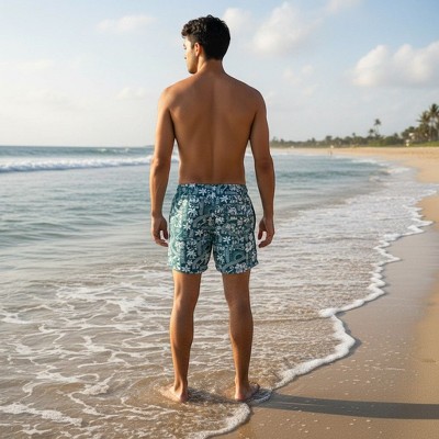 HEAT Swimwear Men's UPF 50+ 17" Green Malibu Beach Bathing Suit X large — фото 5