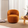 25.6"Swivel Accent 360°Swivel  Armchair Barrel Chair With Black Powder Coating Metal Ring，White+Velvet - 4 of 4