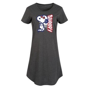 Women's Peanuts Graffiti Snoopy Graphic T-shirt Dress - Heather Charcoal - 4X - 1 of 4