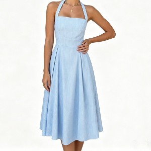 a line midi dress for wedding guest Memoriesea Women's Swing Party Apricot style lacing Midi Wedding Guest Dresses |