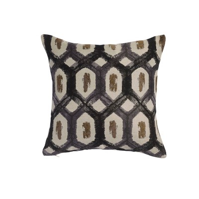18"x18" Noire Dia Diamond Print Square Throw Pillow Black - Sure Fit