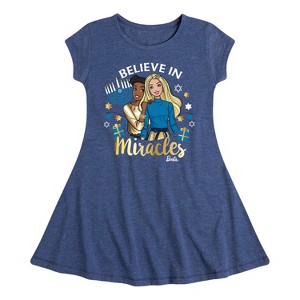 Girls' - Barbie - Believe In Miracles Holiday Fit & Flair Cap Sleeve Dress - 1 of 3