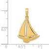 Black Bow Jewelry 14k Yellow Gold Polished Sailboat Pendant, 15 x 23mm - 4 of 4