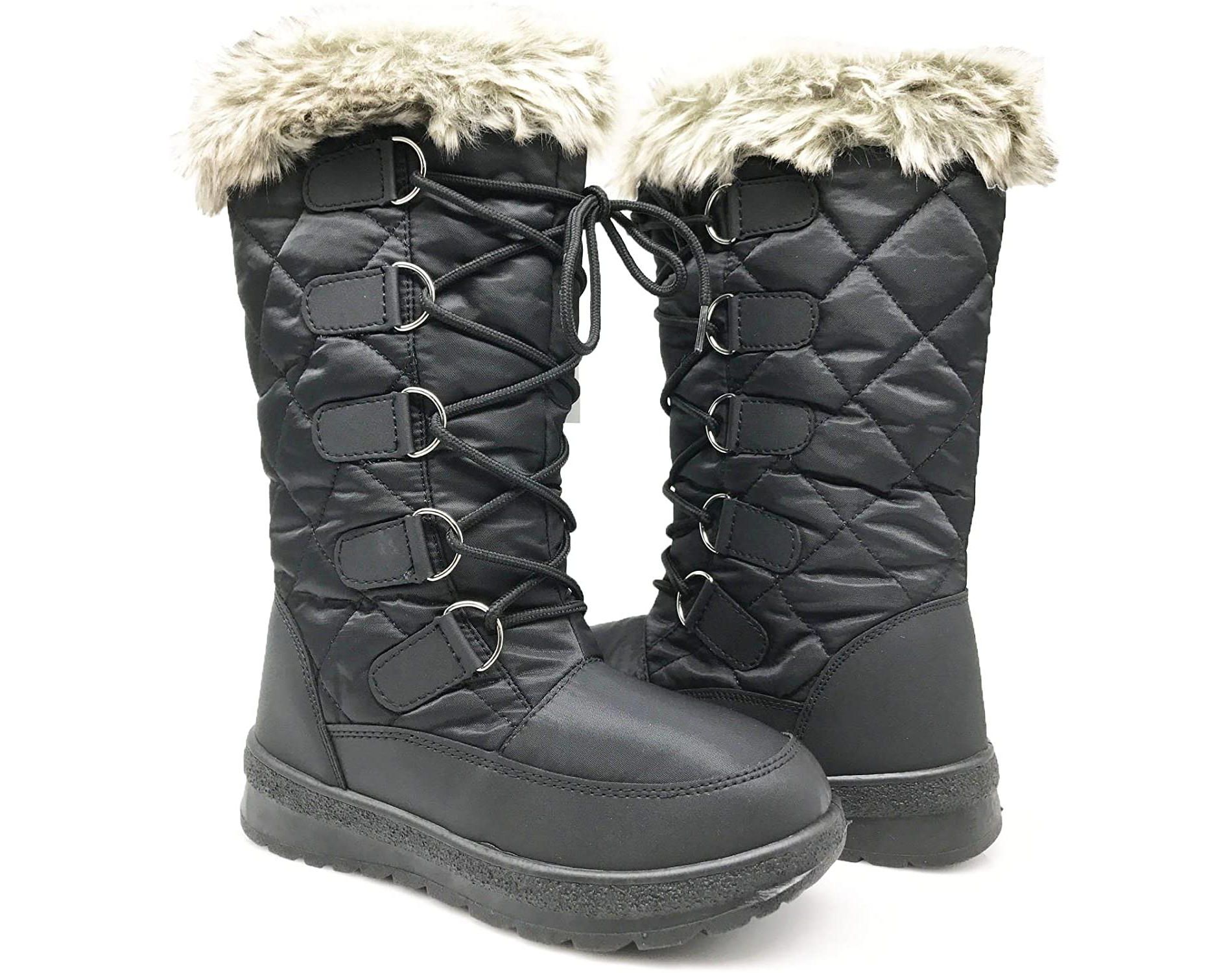 Women Winter Cold Weather Lace up Zipper Insulated Snowboots