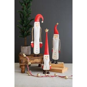 Handcrafted Holiday Santa's – Painted Metal and Wood, Set of 3 by Kalalou - 1 of 3