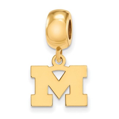 Black Bow Jewelry 14k Yellow Gold Plated Sterling Silver Michigan Wolverines NCAA Bead Charm