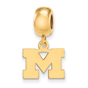 Black Bow Jewelry 14k Yellow Gold Plated Sterling Silver Michigan Wolverines NCAA Bead Charm - 1 of 3